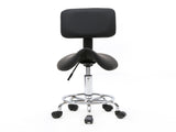 Saddle Shape Adjustable Salon Stool with Back Black 77528035