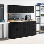 ZNTS Garage Wall Cabinets 2 pcs Black Engineered Wood 860610