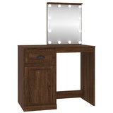 Dressing Table with LED Brown Oak 90x50x132.5 cm Engineered Wood 816775