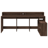 Desk with LED Lights Brown Oak 200x104x91 cm Engineered Wood 3309471