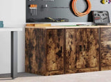 Garage Storage Cabinet Smoked Oak 30x51x85 cm Solid Wood Pine 860557