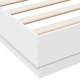 Bed Frame White Engineered Wood, Plywood Double Sturdy 3209870