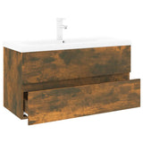 Sink Cabinet with Built-in Basin Smoked Oak Engineered Wood 3152882