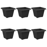 Square Flower Pot 6 pcs Black 38 x 38 x 30 cm Plastic 42020339