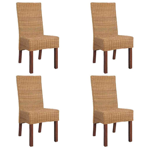 Dining Chairs 4 pcs Brown Natural Rattan 274204