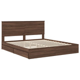 Storage Bed with Drawer Brown Oak 200 x 200 cm Engineered Wood 3409523