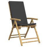 4 Piece Folding Reclining Chairs with Dark Grey Cushions Bamboo 3208929