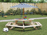 Picnic Table for 6 Kids with Umbrella Hexagon Solid Wood Fir 3281626