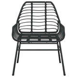 7 Piece Garden Dining Set Black Poly Rattan Glass 3334539
