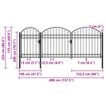 Garden Fence Gate with Arched Top Steel 2.25x4 m Black 144369