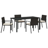 Garden Dining Set 5 pcs Black Powder-Coated Steel 3379250