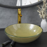 Bathroom Sink with Tap and Push Drain Gold Tempered Glass 3098461