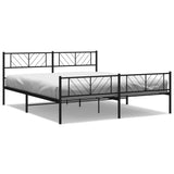 Metal Bed Frame without Mattress with Footboard Black 200x200cm 372204