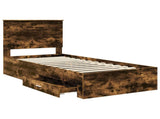 Bed Frame with Headboard Smoked Oak 90 x 190 cm Engineered Wood 3409698