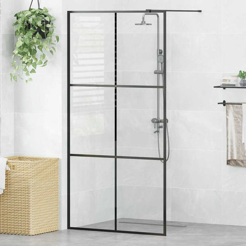 Walk-in Shower Wall with Clear ESG Glass 100x195 cm Black 151025