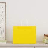 Paper Bags 250 pcs with Handles Yellow 32x17x25 cm 4101789