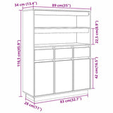Highboard White 89x34x116.5 cm Solid Wood Pine 861112