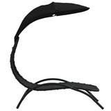 Sun Lounger With Canopy Black Textilene Fabric, Powder-Coated Steel 362706
