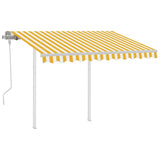 3069918 Manual Retractable Awning with Posts 3,5x2,5 m Yellow and White