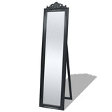 243694 Free-Standing Mirror Baroque Style 160x40 cm Black