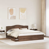 Bed Frame with Drawer Brown Oak 200 x 200 cm Engineer Wood 3412976
