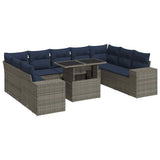 14 Piece Garden Sofa Set with Cushions Grey Poly Rattan Acacia 3326862