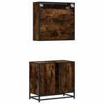 ZNTS 2 Piece Bathroom Furniture Set Smoked Oak Engineered Wood 3300917