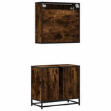 2 Piece Bathroom Furniture Set Smoked Oak Engineered Wood 3300917