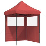 ZNTS Foldable Party Tent Pop-Up with 2 Sidewalls Burgundy 4004995