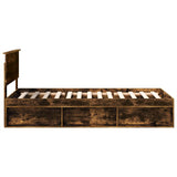 Bed Frame with Headboard Smoked Oak 75 x 190 cm Engineered wood 3407944