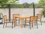 Garden Dining Set 5 pcs Black Solid Acacia Wood 3365514
