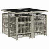 9 Piece Garden Dining Set with Cushions Light Grey Poly Rattan 3210959