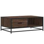 ZNTS Coffee Table Brown Oak 90x57x35 cm Engineered Wood and Metal 848758