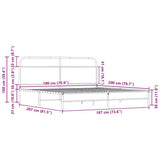 Metal Bed Frame without Mattress Sonoma Oak 180x200 cm Super King 3318684
