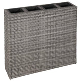 ZNTS Garden Raised Bed with 4 Pots Poly Rattan Grey 45426