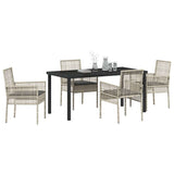 Garden Dining Set with Cushion 5 pcs Light Grey Poly Rattan 3379901