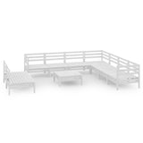 10 Piece Garden Lounge Set Solid Wood Pine White 3083130