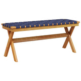 Garden Bench Dark Blue Solid Wood Acacia and Fabric 366516