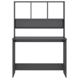 Desk with Shelf High Gloss Grey 110x45x157 cm Engineered Wood 800395