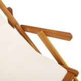 ZNTS Folding Beach Chair with Armrests Cream Acacia Wood & Textilene 4108067