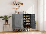Narrow Shoe Storage Cabinet with Soft-Close Hinges and Adjustable Shelves for 15-20 Pairs of Shoes, T3398P554096