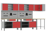 Work Cabinet Set with Drawer with Shelf 10 pcs Red and Grey 3321521