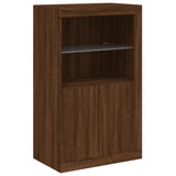 Side Cabinet with LED Lights Brown Oak Engineered Wood 836629
