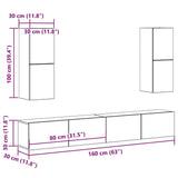 4 Piece TV Cabinet Set Wall-mounted Old Wood Engineered Wood 3329017