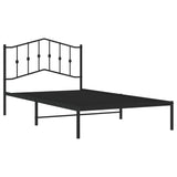 Metal Bed Frame without Mattress with Headboard Black 107x203cm 373785