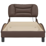 Bed Frame with LED without Mattress "Hvar" Brown 80x200 cm 3213894