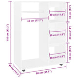 Wardrobe White 80x40x110 cm Engineered Wood 808513