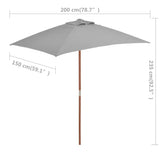 Garden Parasol Anthracite Polyester, Laminated bamboo, Hardwood 44535