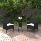 Garden Bistro Set Black Poly rattan Medium Removable Covers 3095901