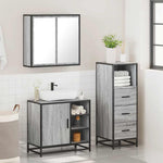 ZNTS 3 Piece Bathroom Furniture Set Grey Sonoma Engineered Wood 3301028